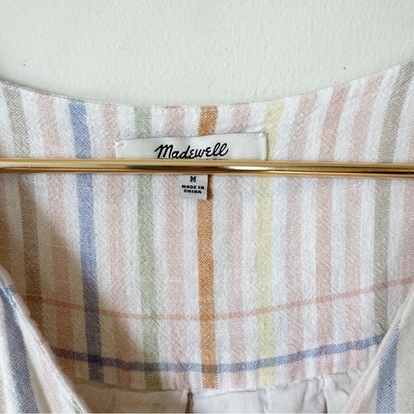 Madewell Linen Blend Clara Pastel Plaid Midi Dress M - Picture 9 of 10
